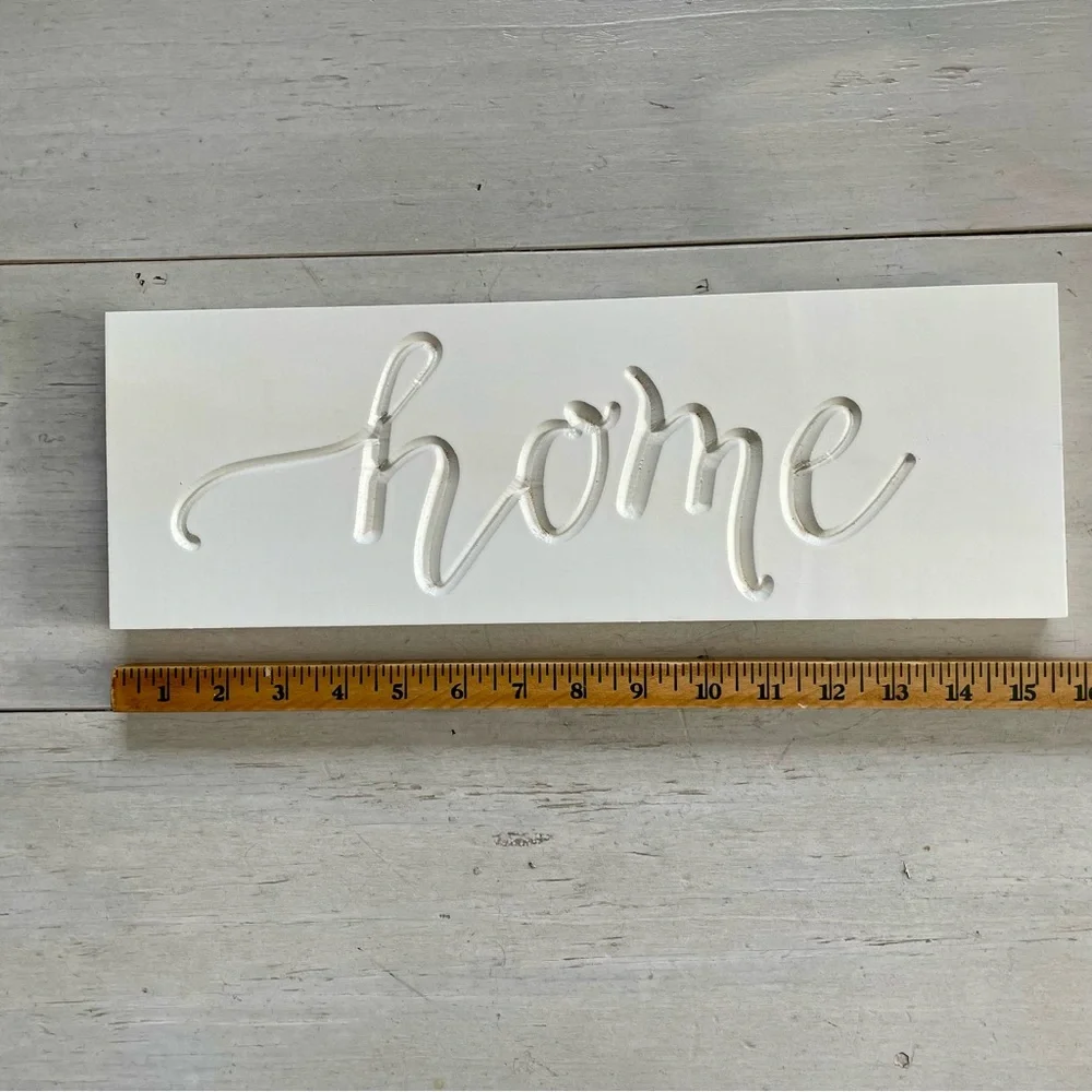 P Graham Dunn White Solid Engraved Wood 'Home' Wall Decor Farmhouse Cottagecore - Picture 4 of 5